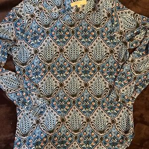 Loft blue and coral floral blouse